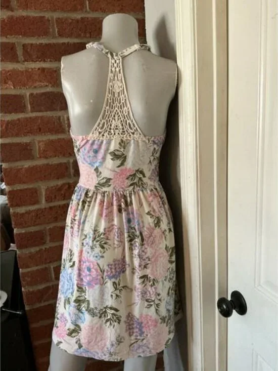 Babydoll Floral Mini Racerback Dress Cottagecore Coquette Small - Picture 4 of 5